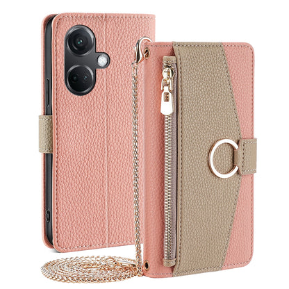OnePlus Nord CE3 5G Crossbody Phone Case with Litchi Texture Leather, Adjustable Kickstand, Card Slots, Zipper Purse, Makeup Mirror, and TPU Protection