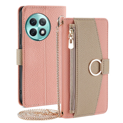 OnePlus Ace 2 Pro Crossbody Phone Case with Litchi Texture Leather, Adjustable Kickstand, Card Slots, Zipper Purse, Makeup Mirror, and TPU Protection
