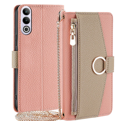 OnePlus Ace 3V 5G Crossbody Phone Case with Litchi Texture Leather, Adjustable Kickstand, Card Slots, Zipper Purse, Makeup Mirror, and TPU Protection