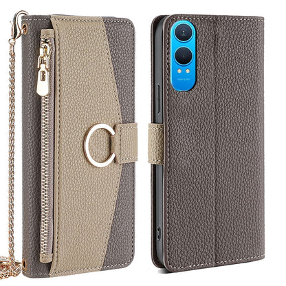 OnePlus Nord CE 4 Lite 5G Crossbody Phone Case with Litchi Texture Leather, Adjustable Kickstand, Card Slots, Zipper Purse, Makeup Mirror, and TPU Protection