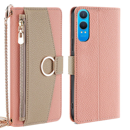 OnePlus Nord CE 4 Lite 5G Crossbody Phone Case with Litchi Texture Leather, Adjustable Kickstand, Card Slots, Zipper Purse, Makeup Mirror, and TPU Protection