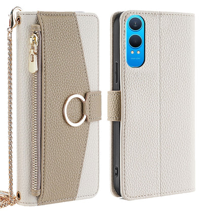 OnePlus Nord CE 4 Lite 5G Crossbody Phone Case with Litchi Texture Leather, Adjustable Kickstand, Card Slots, Zipper Purse, Makeup Mirror, and TPU Protection