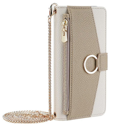 Tecno Pova 6 Neo 5G Crossbody Phone Case with Litchi Texture Leather, Adjustable Kickstand, Card Slots, Zipper Purse, Makeup Mirror, and TPU Protection