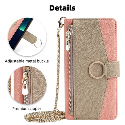 For vivo Y73 2021 Crossbody Phone Case with Litchi Texture Leather, Adjustable Kickstand, Card Slots, Zipper Purse, Makeup Mirror, and TPU Protection