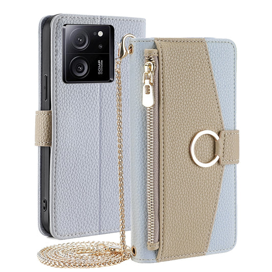 Xiaomi Redmi K60 Ultra Crossbody Phone Case with Litchi Texture Leather, Adjustable Kickstand, Card Slots, Zipper Purse, Makeup Mirror, and TPU Protection