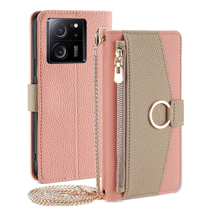Xiaomi Redmi K60 Ultra Crossbody Phone Case with Litchi Texture Leather, Adjustable Kickstand, Card Slots, Zipper Purse, Makeup Mirror, and TPU Protection