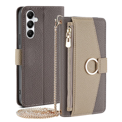 Samsung Galaxy A05s 4G Crossbody Phone Case with Litchi Texture Leather, Adjustable Kickstand, Card Slots, Zipper Purse, Makeup Mirror, and TPU Protection