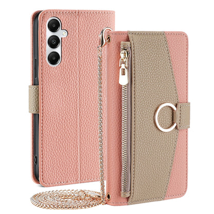 Samsung Galaxy A05s 4G Crossbody Phone Case with Litchi Texture Leather, Adjustable Kickstand, Card Slots, Zipper Purse, Makeup Mirror, and TPU Protection