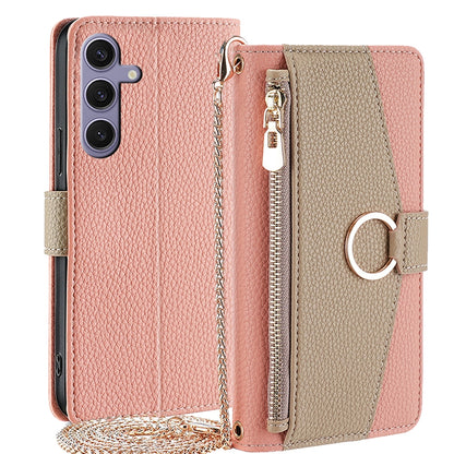 Samsung Galaxy S24+ 5G Crossbody Phone Case with Litchi Texture Leather, Adjustable Kickstand, Card Slots, Zipper Purse, Makeup Mirror, and TPU Protection