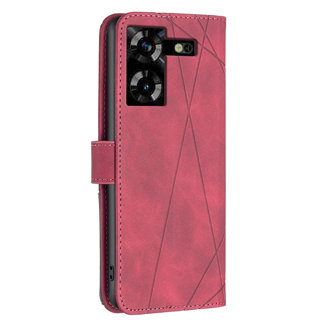 Tecno Pova 5 Rhombus Texture Leather Phone Case with Magnetic Buckle and Card Holder