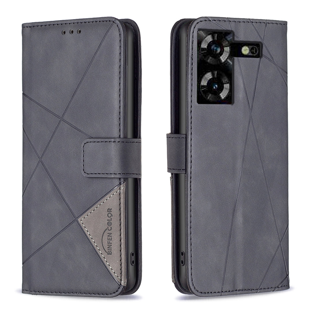 Tecno Pova 5 Rhombus Texture Leather Phone Case with Magnetic Buckle and Card Holder