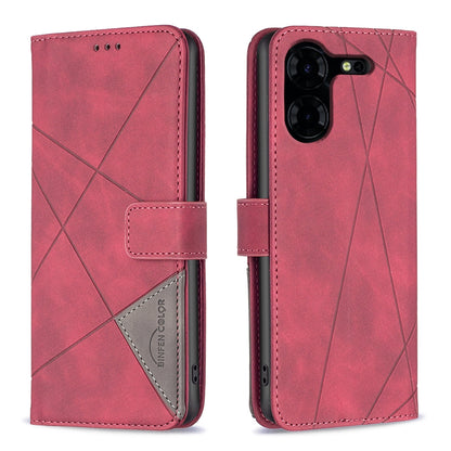 Tecno Pova 5 Pro 5G Rhombus Texture Leather Phone Case with Magnetic Buckle and Card Holder