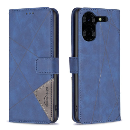 Tecno Pova 5 Pro 5G Rhombus Texture Leather Phone Case with Magnetic Buckle and Card Holder