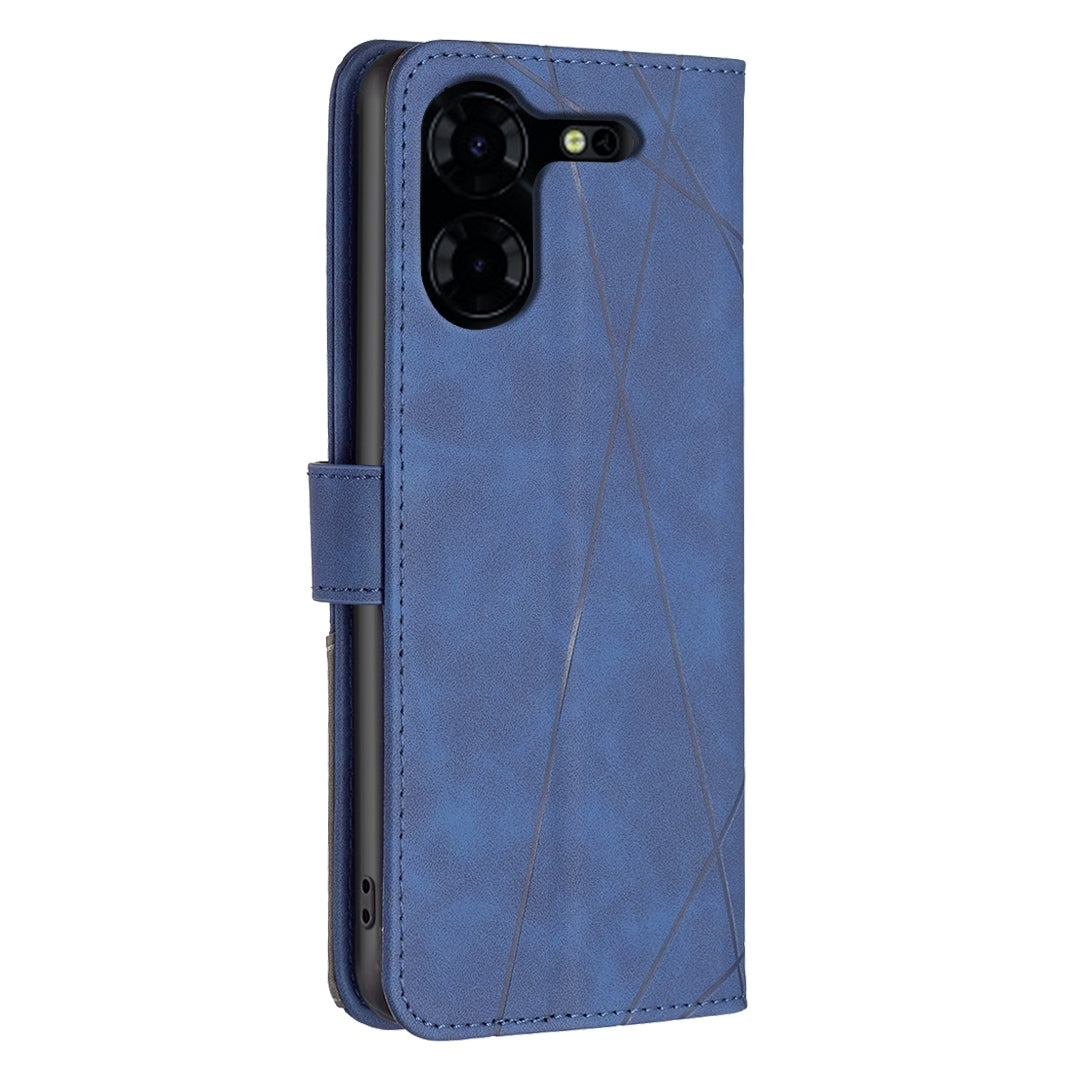 Tecno Pova 5 Pro 5G Rhombus Texture Leather Phone Case with Magnetic Buckle and Card Holder