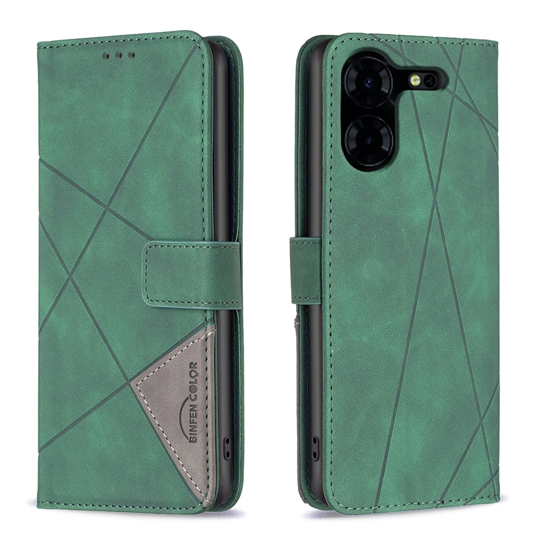 Tecno Pova 5 Pro 5G Rhombus Texture Leather Phone Case with Magnetic Buckle and Card Holder