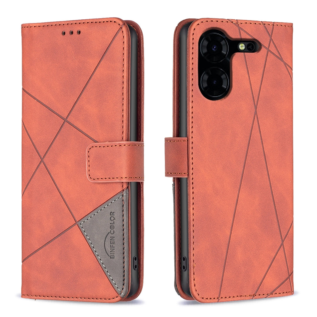 Tecno Pova 5 Pro 5G Rhombus Texture Leather Phone Case with Magnetic Buckle and Card Holder