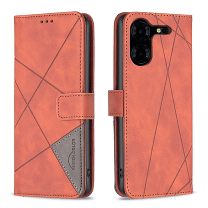 Tecno Pova 5 Pro 5G Rhombus Texture Leather Phone Case with Magnetic Buckle and Card Holder