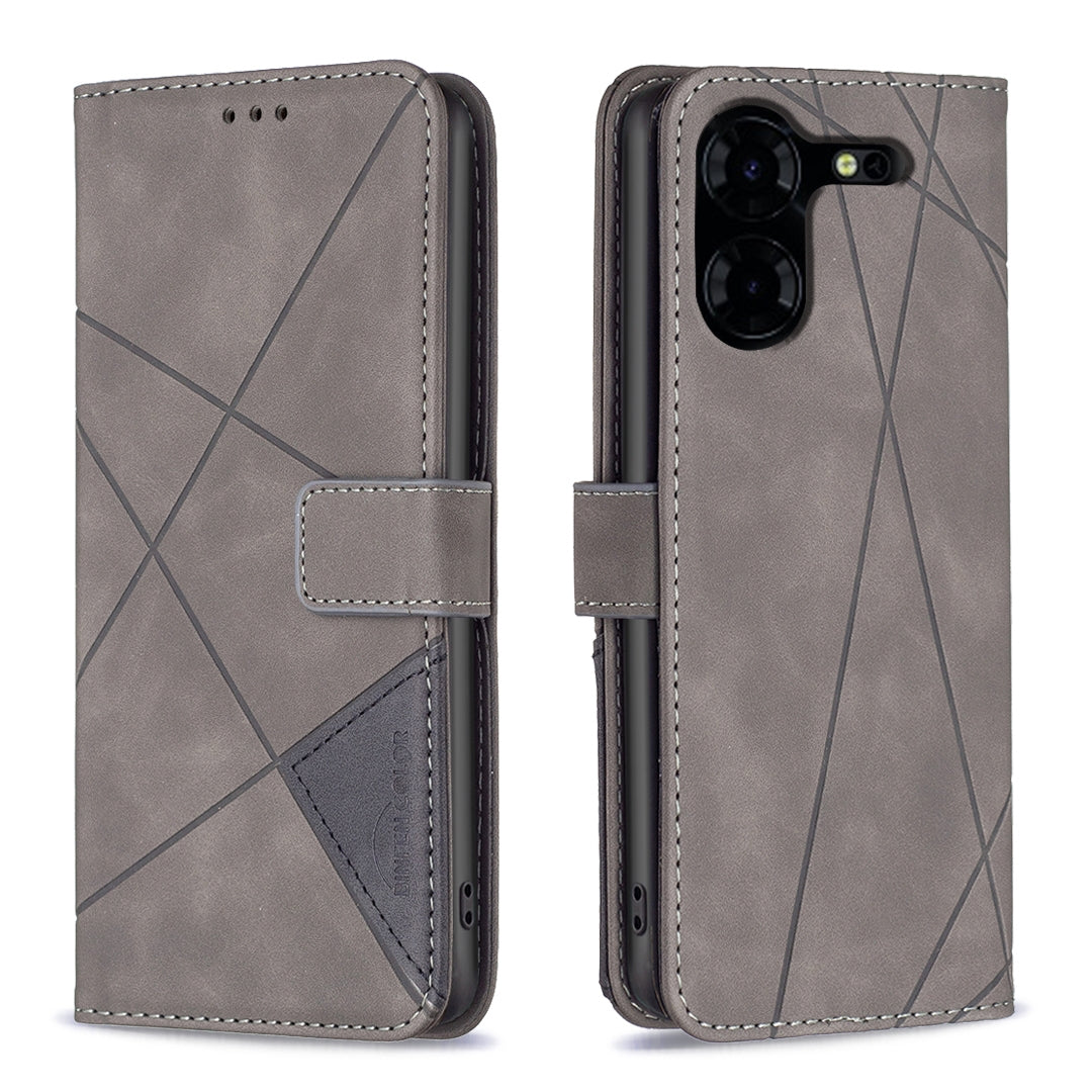 Tecno Pova 5 Pro 5G Rhombus Texture Leather Phone Case with Magnetic Buckle and Card Holder