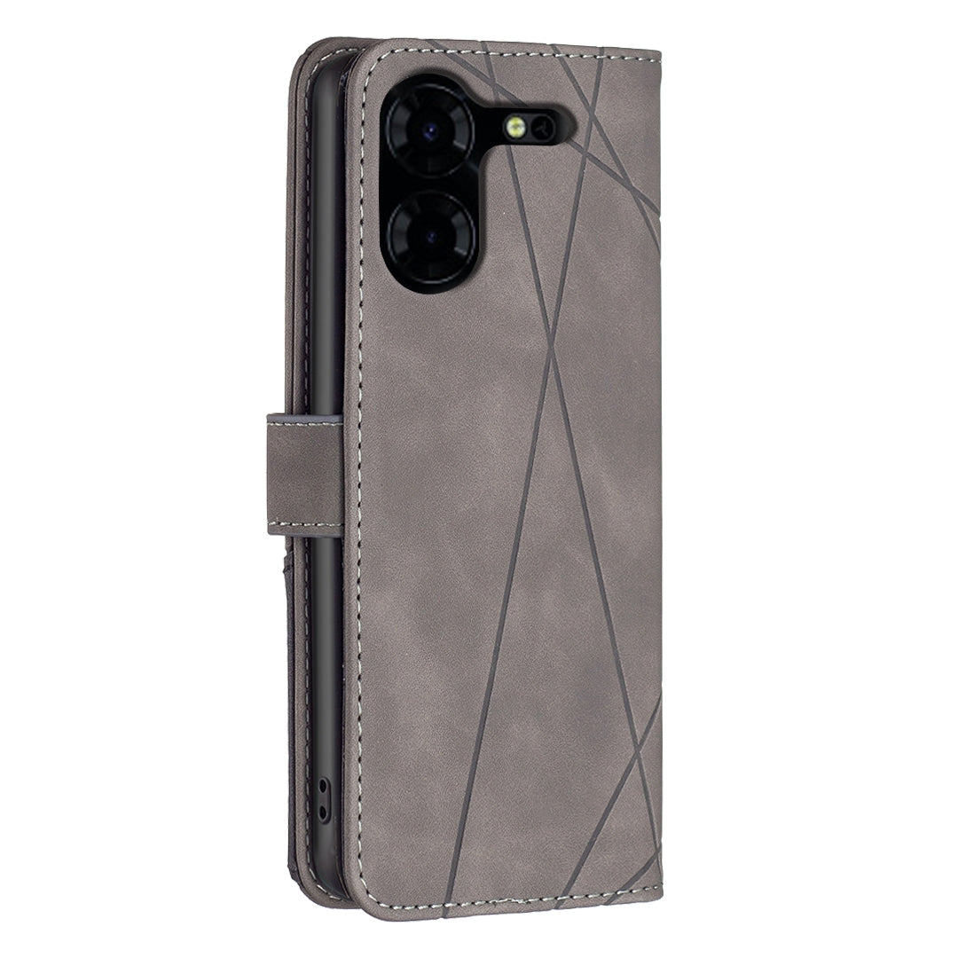 Tecno Pova 5 Pro 5G Rhombus Texture Leather Phone Case with Magnetic Buckle and Card Holder