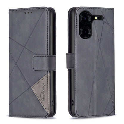 Tecno Pova 5 Pro 5G Rhombus Texture Leather Phone Case with Magnetic Buckle and Card Holder