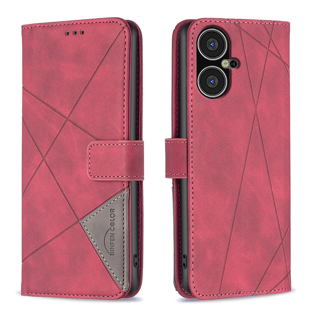 Tecno Pova Neo 3 Rhombus Texture Leather Phone Case with Magnetic Buckle and Card Holder