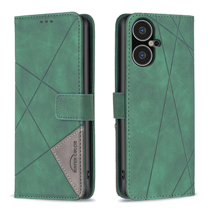 Tecno Pova Neo 3 Rhombus Texture Leather Phone Case with Magnetic Buckle and Card Holder