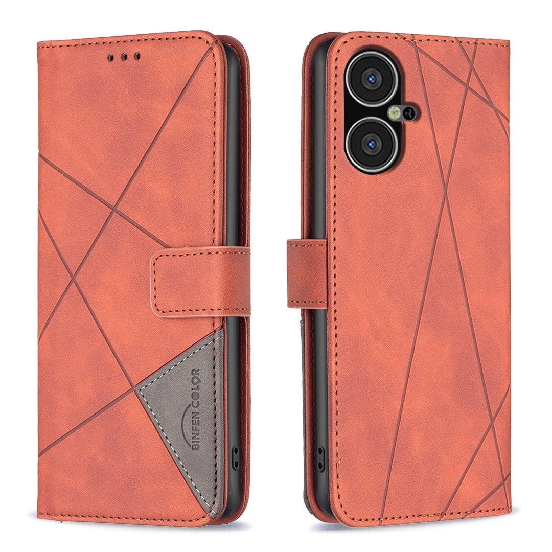 Tecno Pova Neo 3 Rhombus Texture Leather Phone Case with Magnetic Buckle and Card Holder