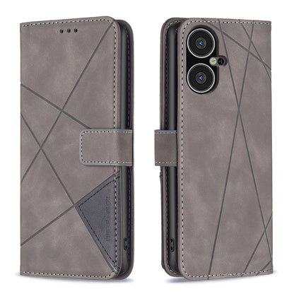 Tecno Pova Neo 3 Rhombus Texture Leather Phone Case with Magnetic Buckle and Card Holder