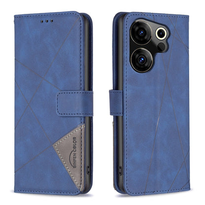 Tecno Camon 20 Premier Rhombus Texture Leather Phone Case with Magnetic Buckle and Card Holder