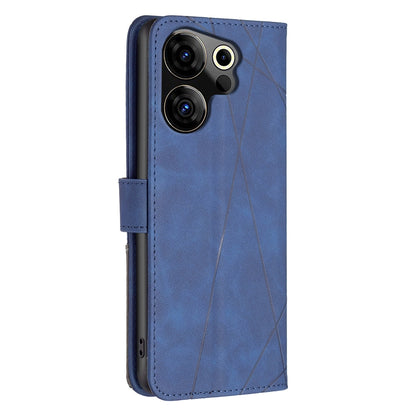 Tecno Camon 20 Premier Rhombus Texture Leather Phone Case with Magnetic Buckle and Card Holder