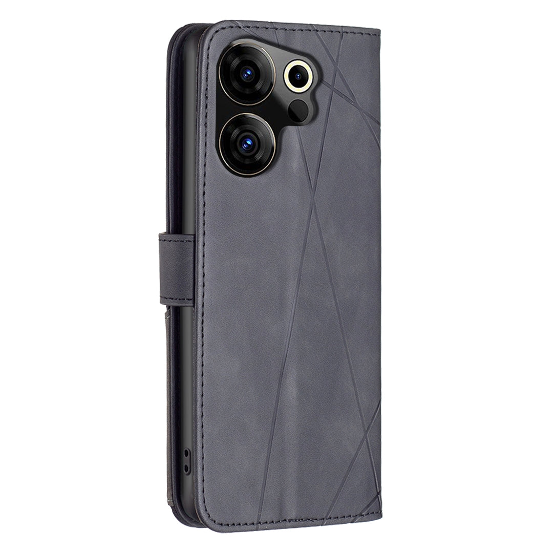 Tecno Camon 20 Premier Rhombus Texture Leather Phone Case with Magnetic Buckle and Card Holder