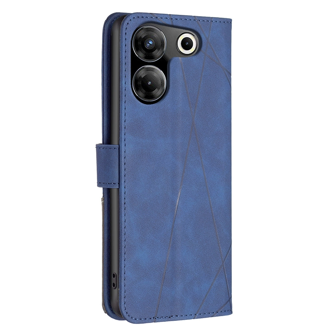 Tecno Camon 20 Pro 5G Rhombus Texture Leather Phone Case with Magnetic Buckle and Card Holder