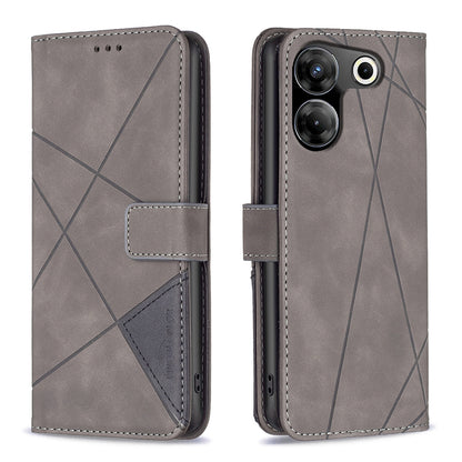 Tecno Camon 20 Pro 5G Rhombus Texture Leather Phone Case with Magnetic Buckle and Card Holder