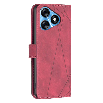 Tecno Spark 10 4G Rhombus Texture Leather Phone Case with Magnetic Buckle and Card Holder