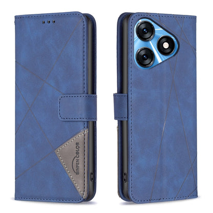 Tecno Spark 10 4G Rhombus Texture Leather Phone Case with Magnetic Buckle and Card Holder