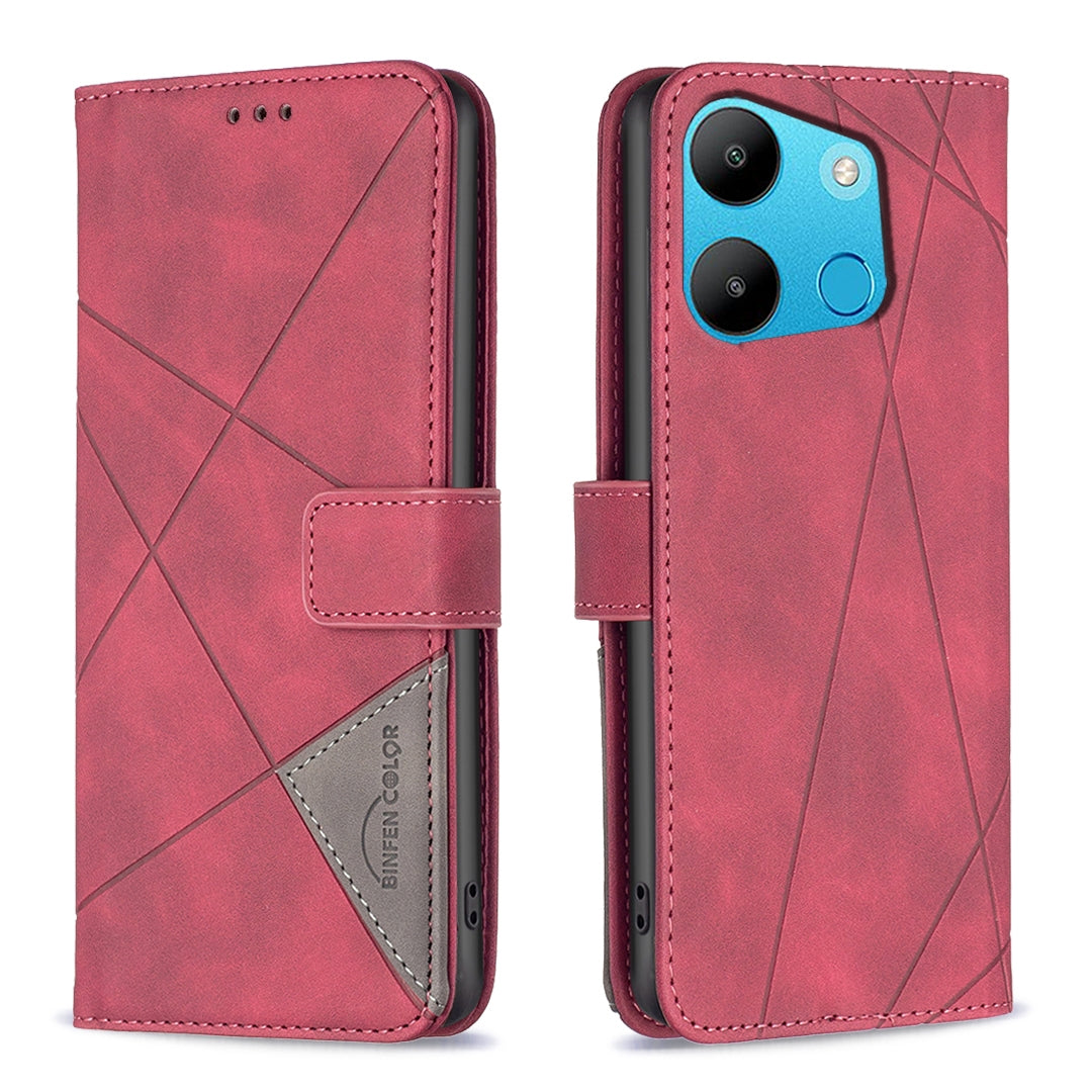 Tecno Spark Go 2023 Rhombus Texture Leather Phone Case with Magnetic Buckle and Card Holder