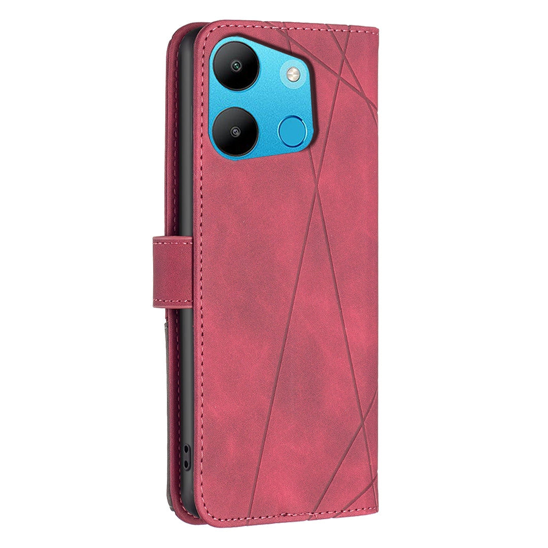 Tecno Spark Go 2023 Rhombus Texture Leather Phone Case with Magnetic Buckle and Card Holder