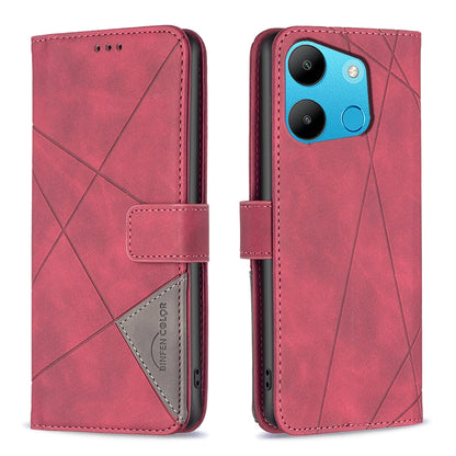 Tecno Spark Pop 7 Pro Rhombus Texture Leather Phone Case with Magnetic Buckle and Card Holder