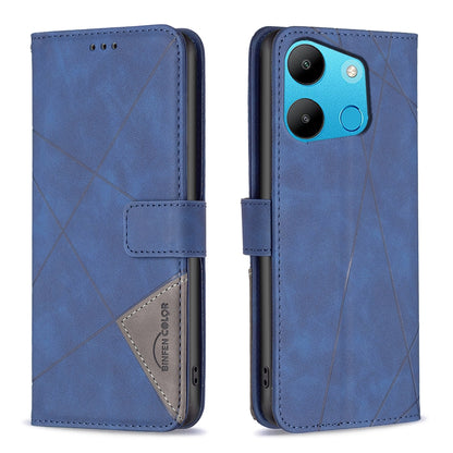 Tecno Spark Go 2023 Rhombus Texture Leather Phone Case with Magnetic Buckle and Card Holder