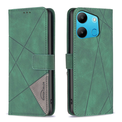 Tecno Spark Go 2023 Rhombus Texture Leather Phone Case with Magnetic Buckle and Card Holder