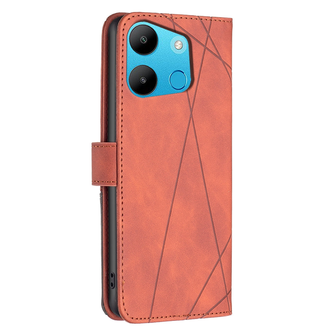 Tecno Spark Go 2023 Rhombus Texture Leather Phone Case with Magnetic Buckle and Card Holder