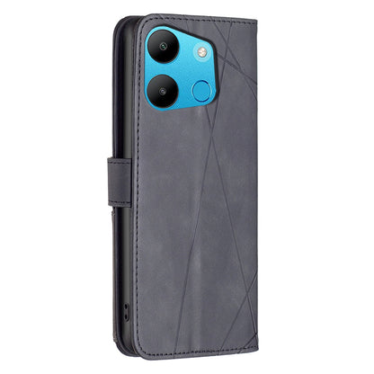 Tecno Spark Pop 7 Pro Rhombus Texture Leather Phone Case with Magnetic Buckle and Card Holder