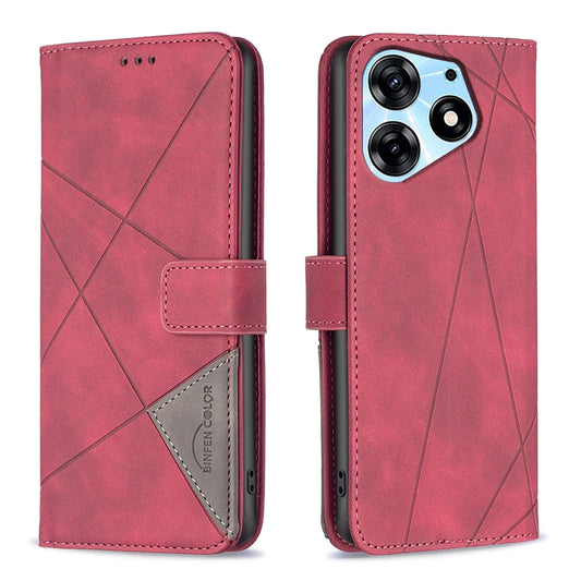 Tecno Spark 10 Pro Rhombus Texture Leather Phone Case with Magnetic Buckle and Card Holder