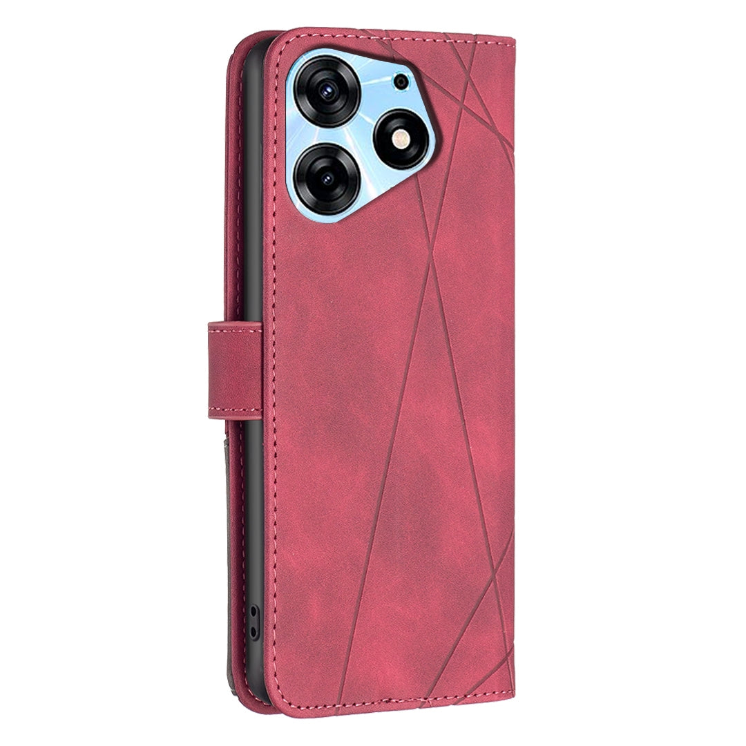 Tecno Spark 10 Pro Rhombus Texture Leather Phone Case with Magnetic Buckle and Card Holder