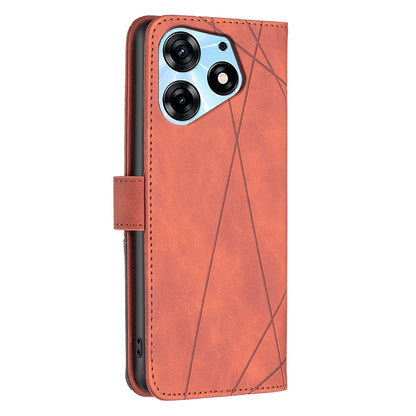 Tecno Spark 10 Pro Rhombus Texture Leather Phone Case with Magnetic Buckle and Card Holder