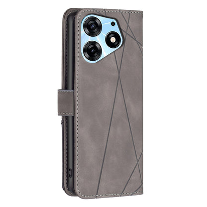 Tecno Spark 10 Pro Rhombus Texture Leather Phone Case with Magnetic Buckle and Card Holder