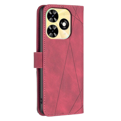 Tecno Spark 20 Rhombus Texture Leather Phone Case with Magnetic Buckle and Card Holder