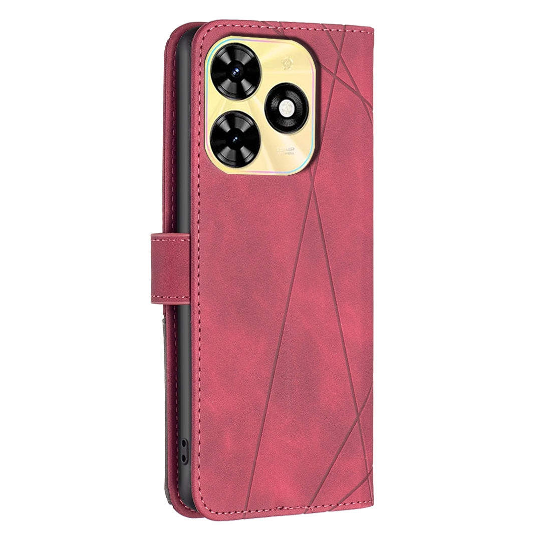 Tecno Spark Go 2024 Rhombus Texture Leather Phone Case with Magnetic Buckle and Card Holder