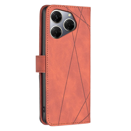 Tecno Spark 20 Pro Rhombus Texture Leather Phone Case with Magnetic Buckle and Card Holder