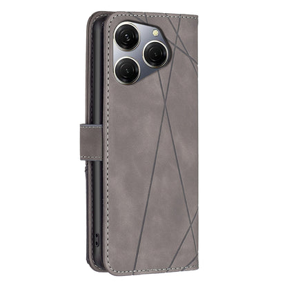 Tecno Spark 20 Pro Rhombus Texture Leather Phone Case with Magnetic Buckle and Card Holder